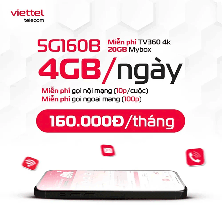 Đăng ký gói 5G Viettel 5G160 tại Nha Trang, Khánh Hòa